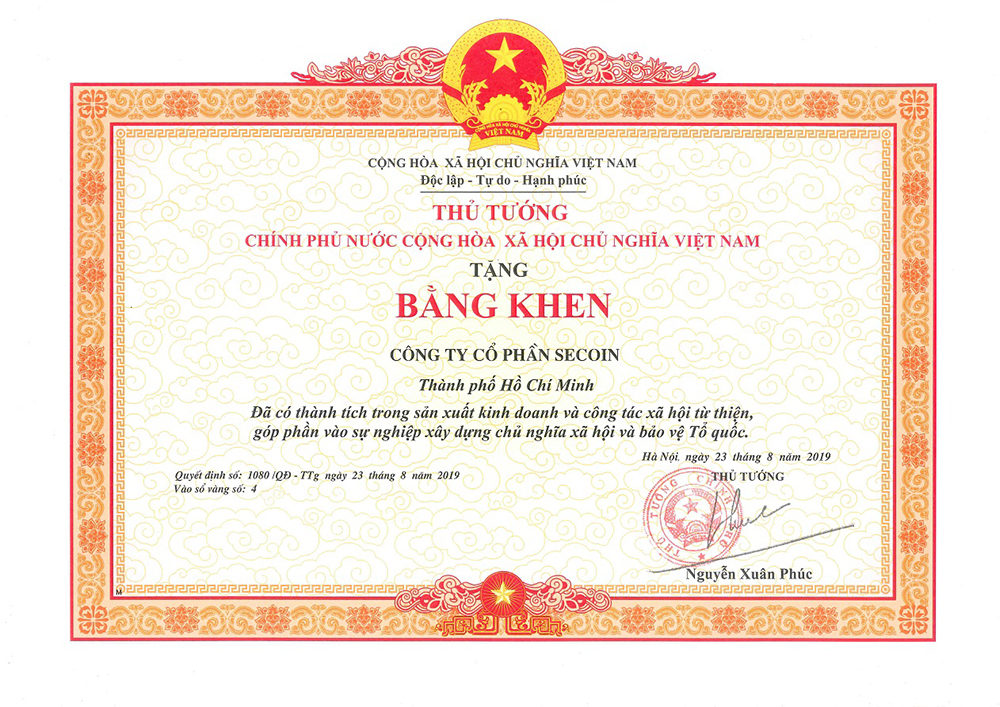 Certificate of Merits from Prime Minister