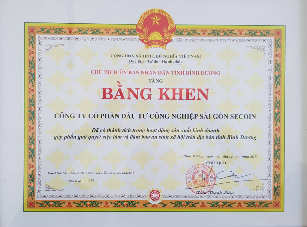 Certificate of Merits from Ministries and People's Committee  