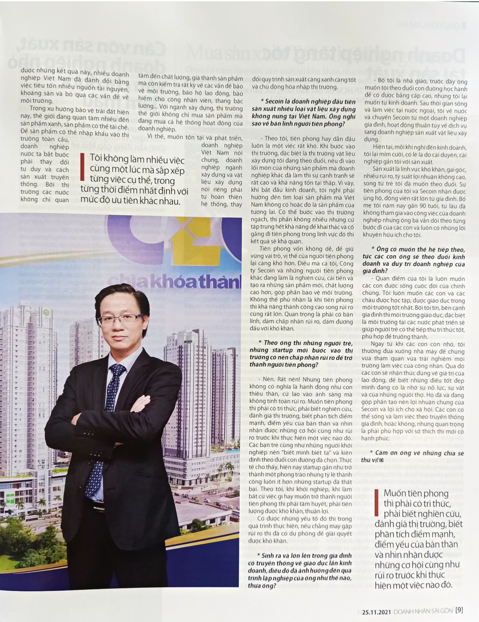 Ông Đinh Hồng Kỳ - Chủ tịch HĐQT Công ty Secoin: Muốn tiên phong thì phải có tri thức và bản lĩnh