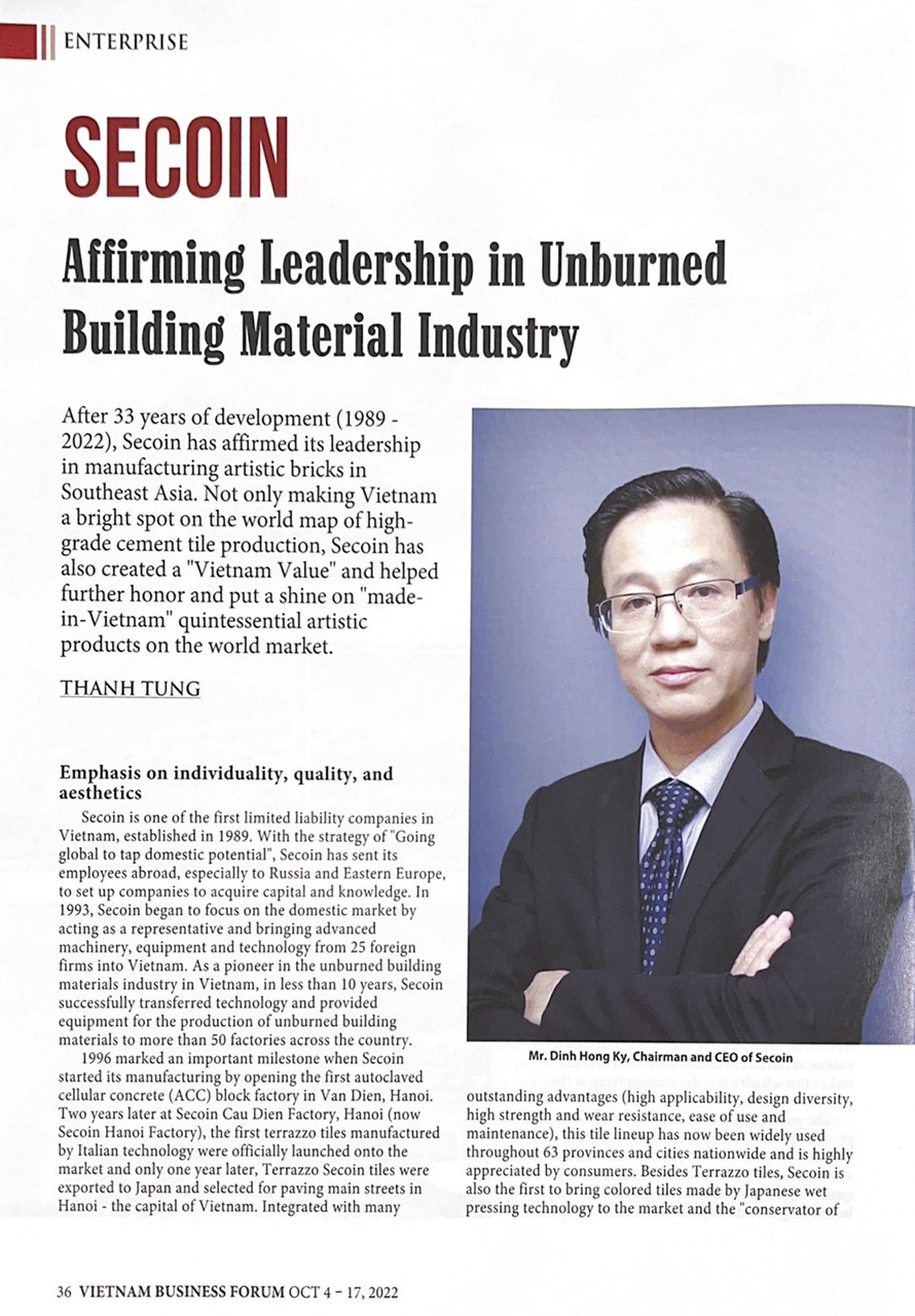 Secoin Affirming Leadership in Unburned Building Material Industry