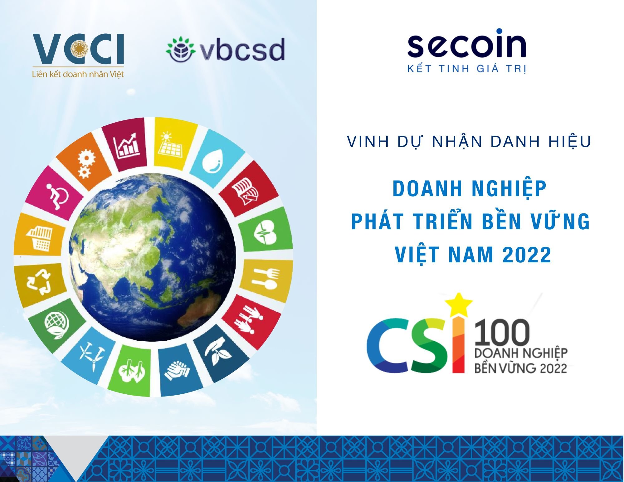 Secoin vinh dự được công nhận – Doanh nghiệp phát triển bền vững Việt Nam 2022
