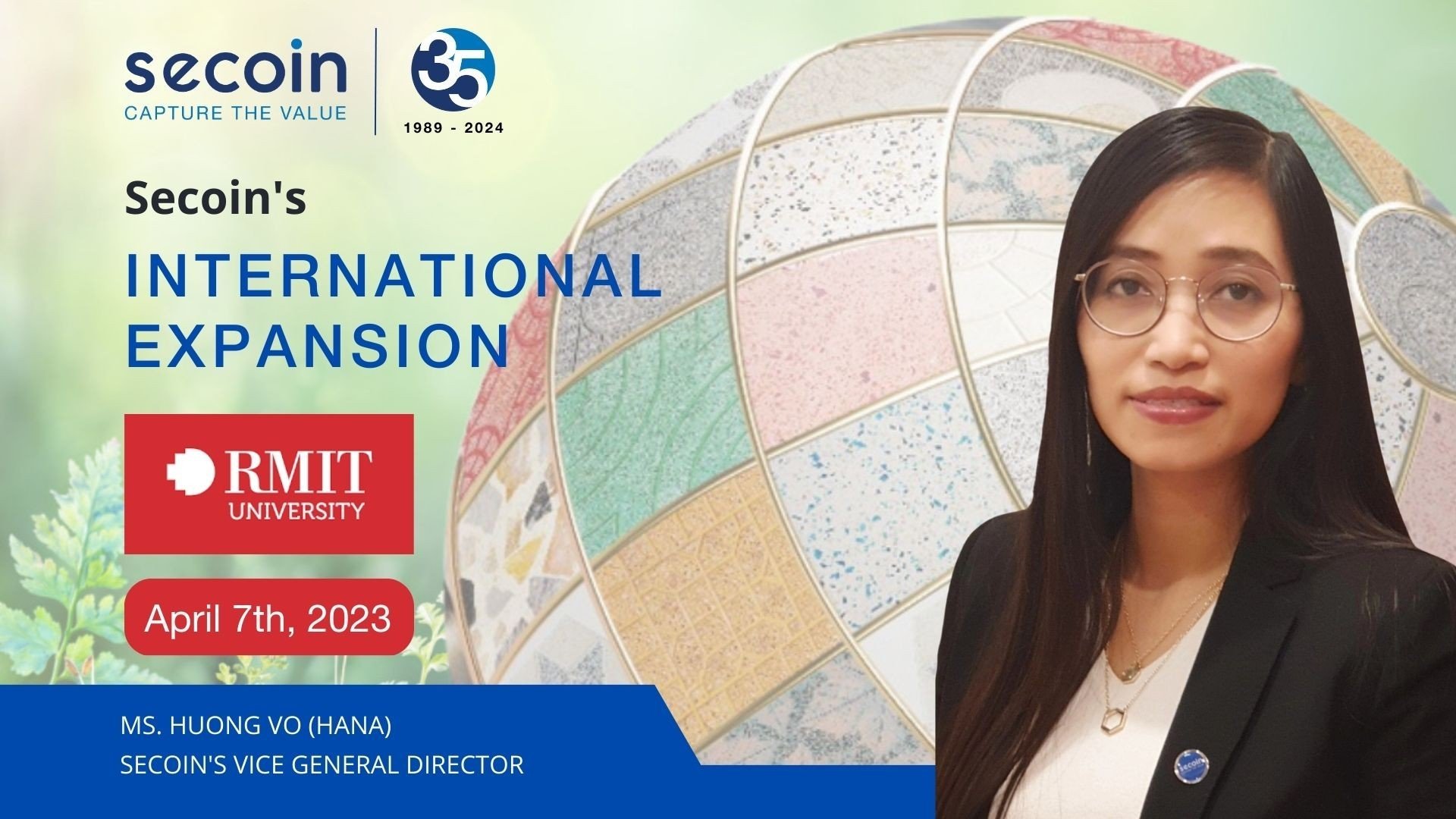 Bà Võ Thị Liên Hương chia sẻ về chiến lược và kinh nghiệm phát triển thị trường quốc tế của Secoin tới sinh viên của RMIT University (Úc) tại Hà Nội và TP Hồ Chí Minh.